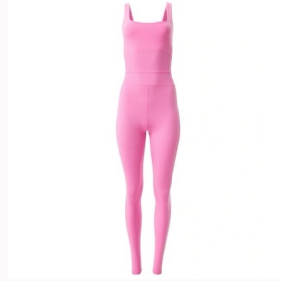 NWT Girlfriend Collective Luxe Paneled Unitard Bubblegum Pink Jumpsuit Catsuit S - Picture 4 of 16